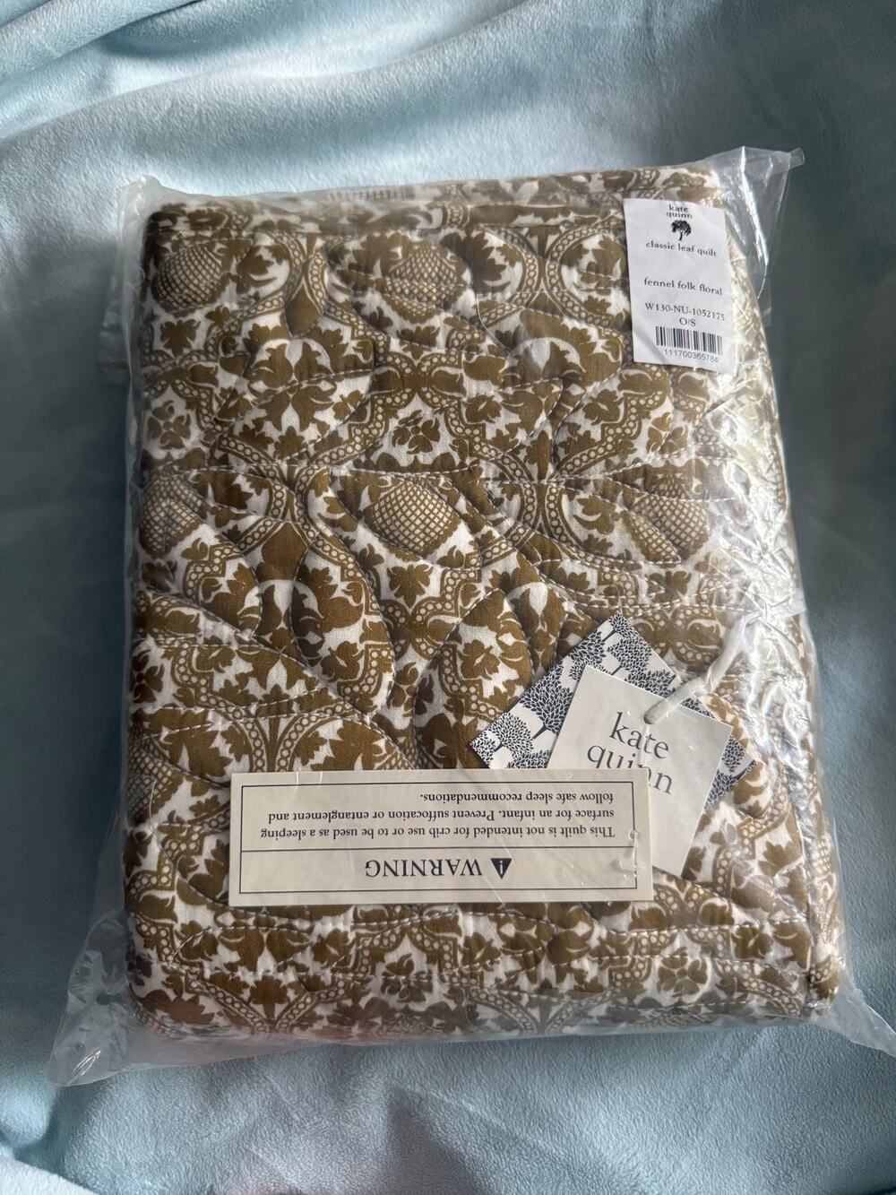 NWT Kate Quinn Fennel Folk Floral Classic Leaf Quilt Organic Cotton